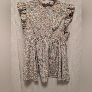 Floral Ruffle Sleeve Kids Dress